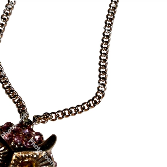 Betsey Johnson owl pendant filled with rhinestones on beautiful chain - Picture 7 of 11